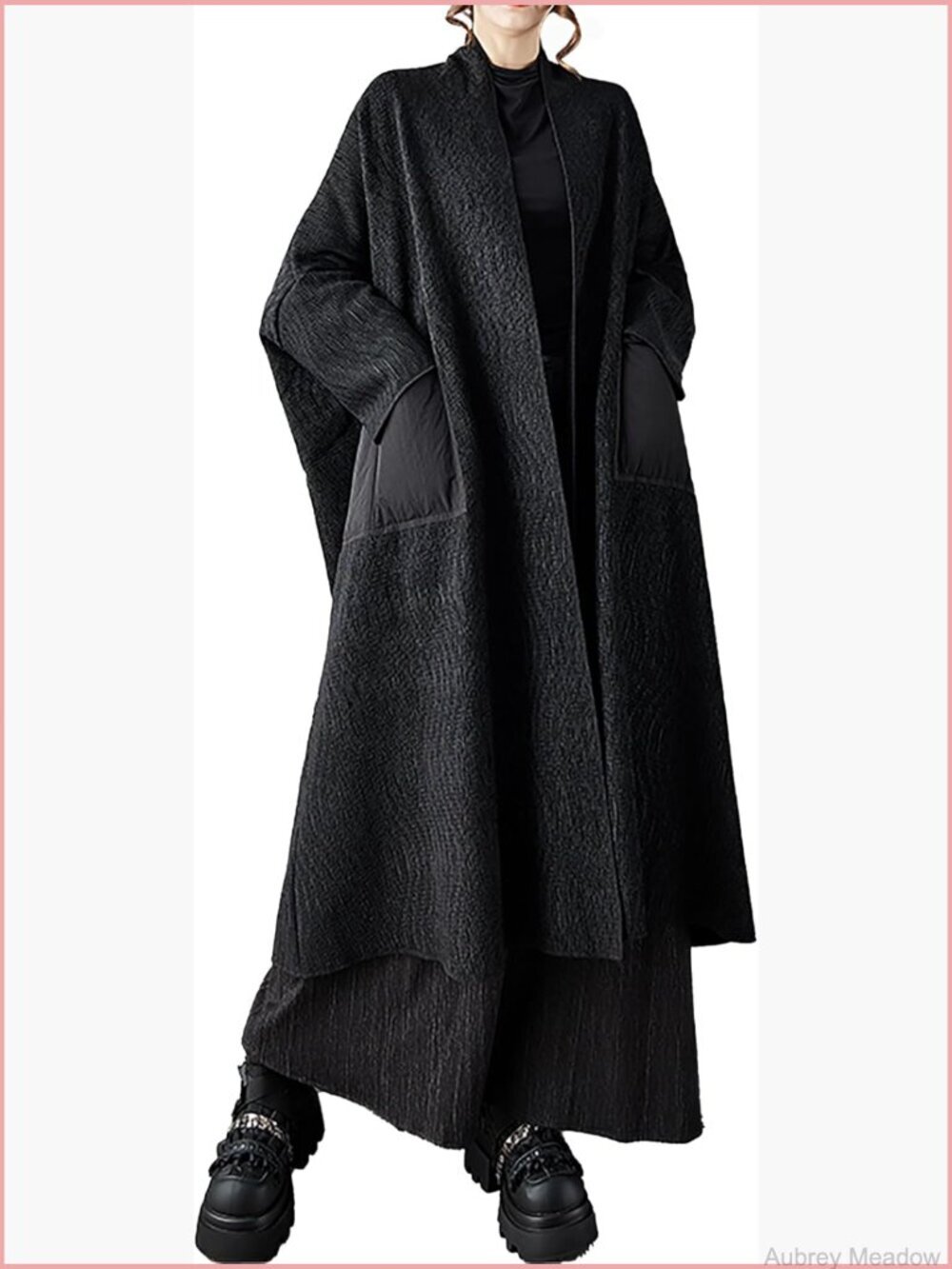 Plus Size Chunky Knit Cardigan Coat Long Sleeve Side Pockets Maxi